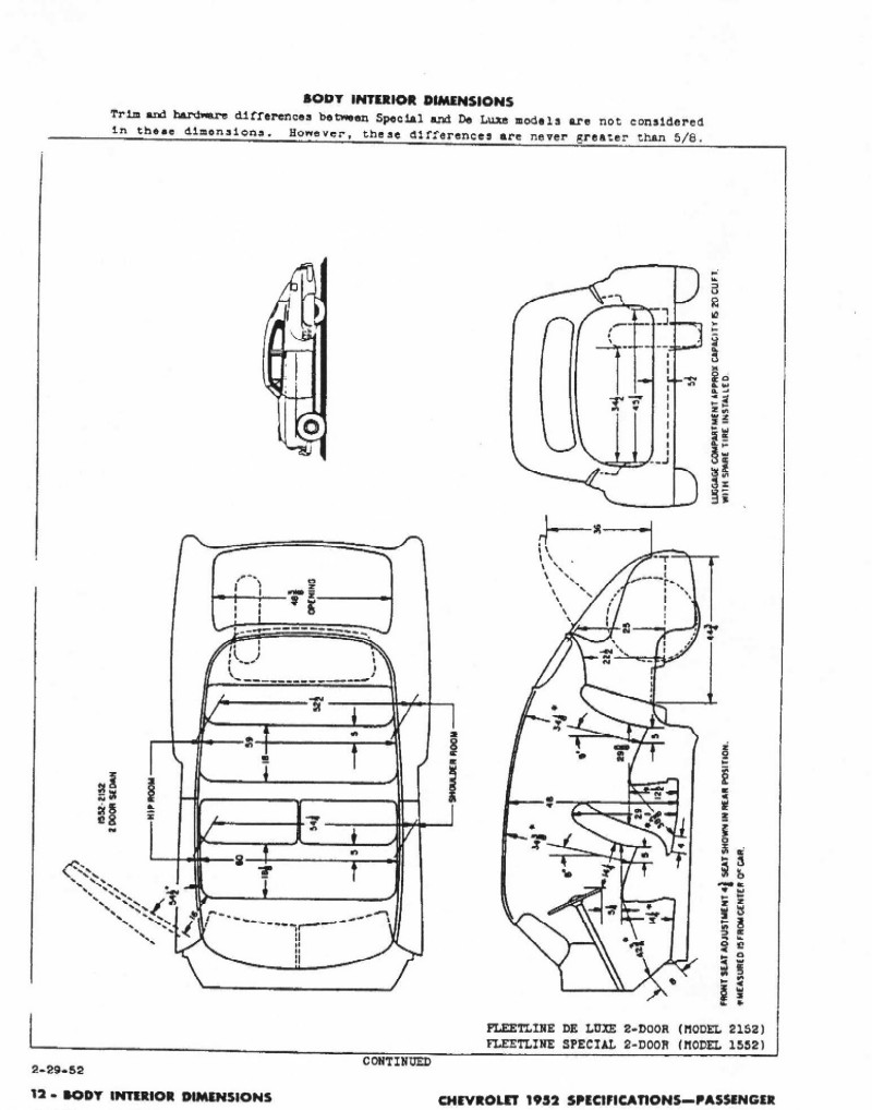 1952 Chevrolet Specifications Page 5